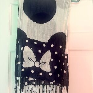 Disney Minnie Mouse White and Blue Polka Dot Scarf
